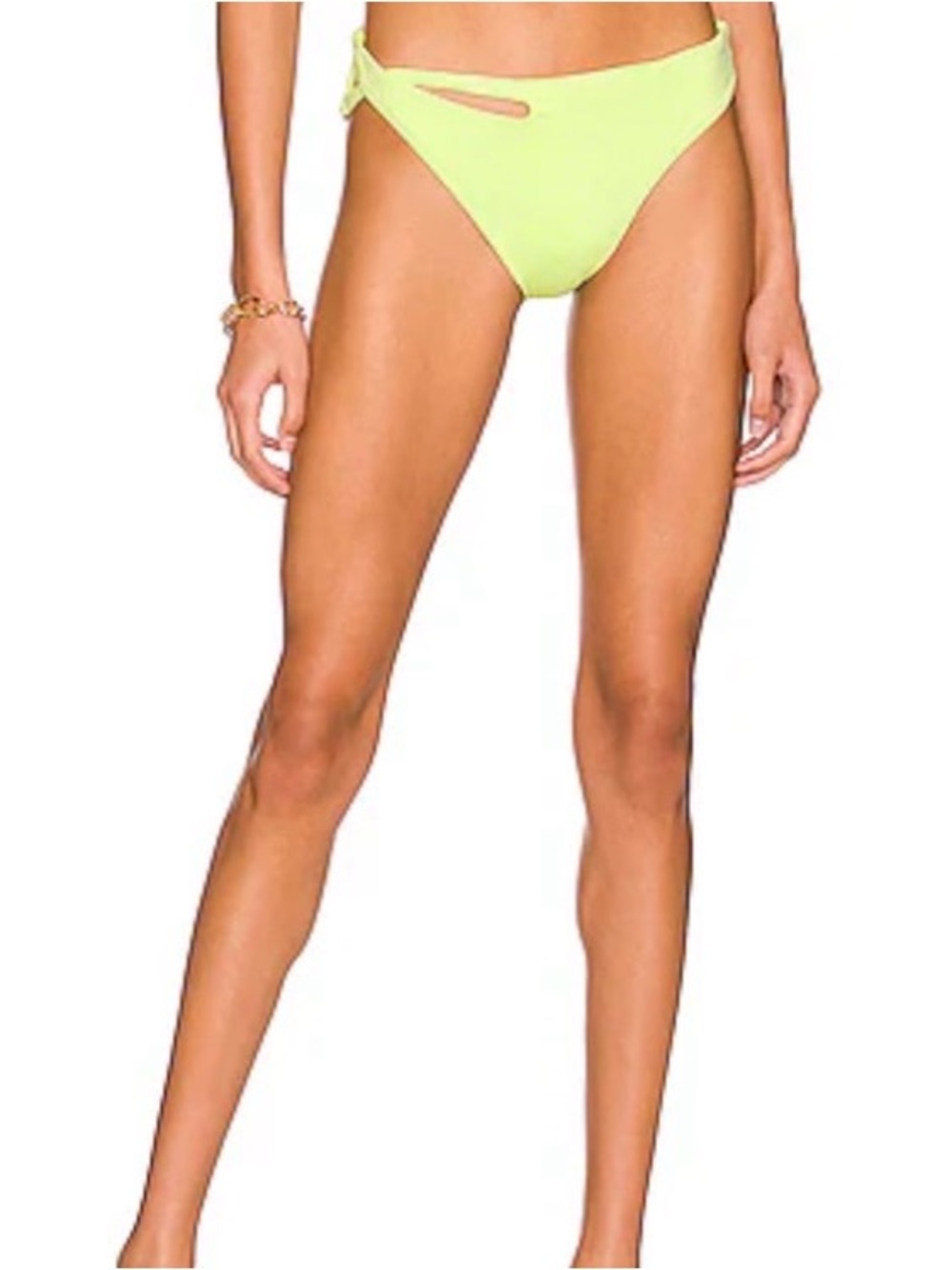 Revel Rey Lennon Bikini Bottom Key Lime Snake Embossed High Waist Cutout NWT M